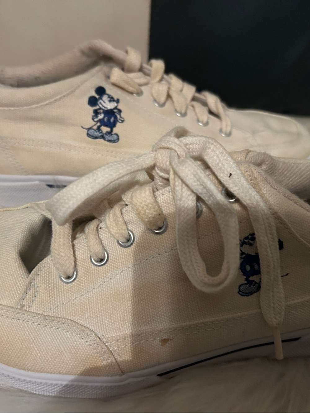 Amazon Beige Canvas Sneakers with Navy Mickey Accent - Men
